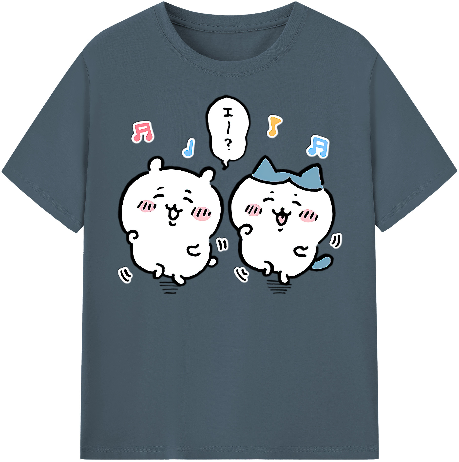 （画像用） ちいかわ ハチワレ Chii-kawa hachiware 綿100％半袖Tシャツ（フロントプリント）